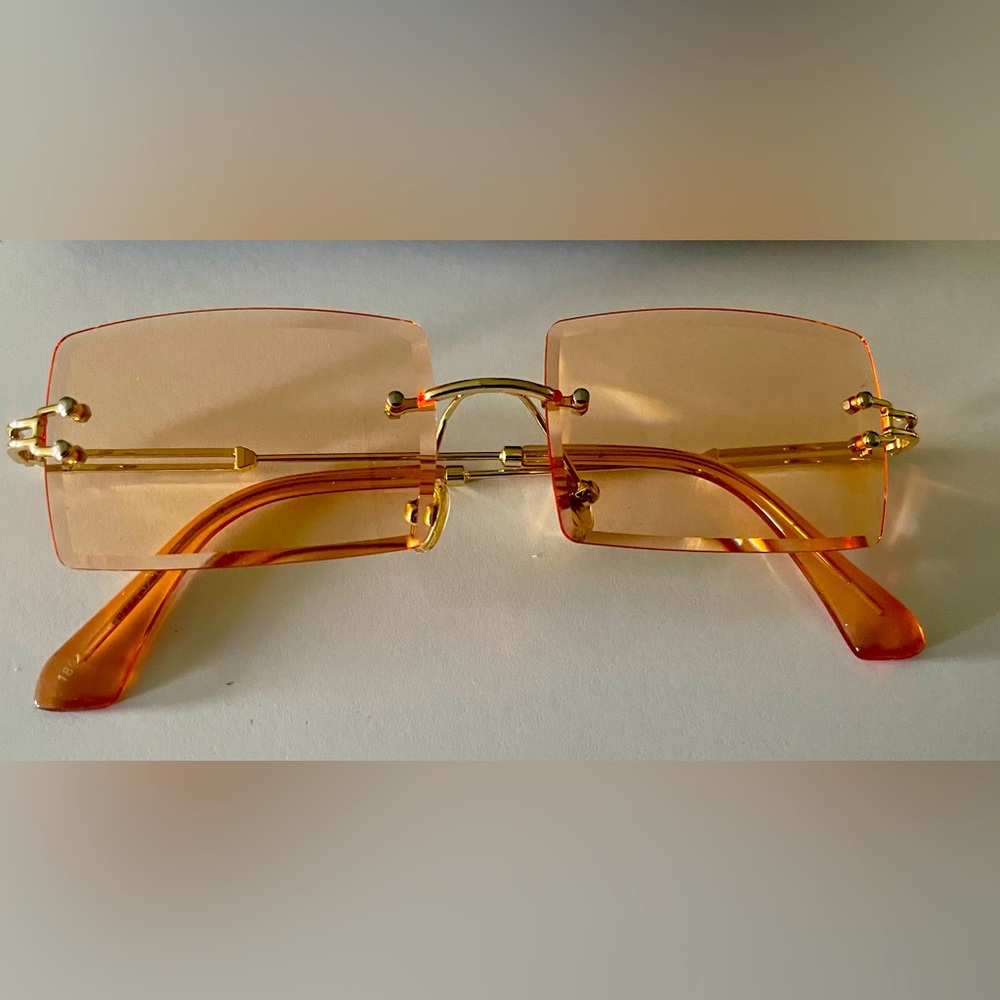 Shein orange lens glasses with gold hardware -NWOT